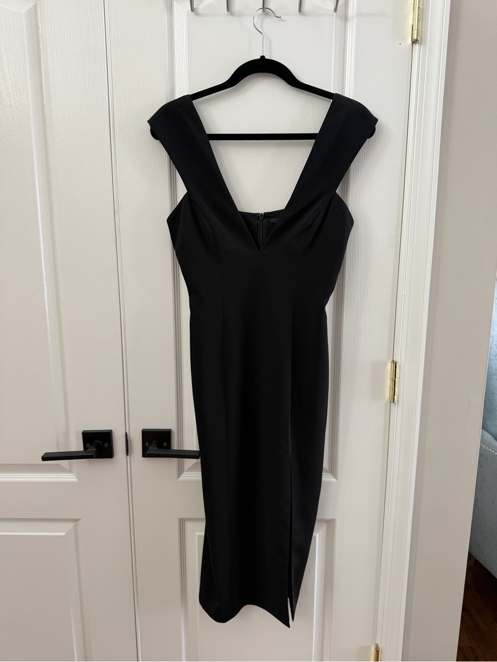 JAYGODFREY Black Midi Dress with Structured V-Straps